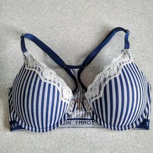 Tommy Hilfiger Blue Stripped Racerback Underwire Push-up Bra 34C